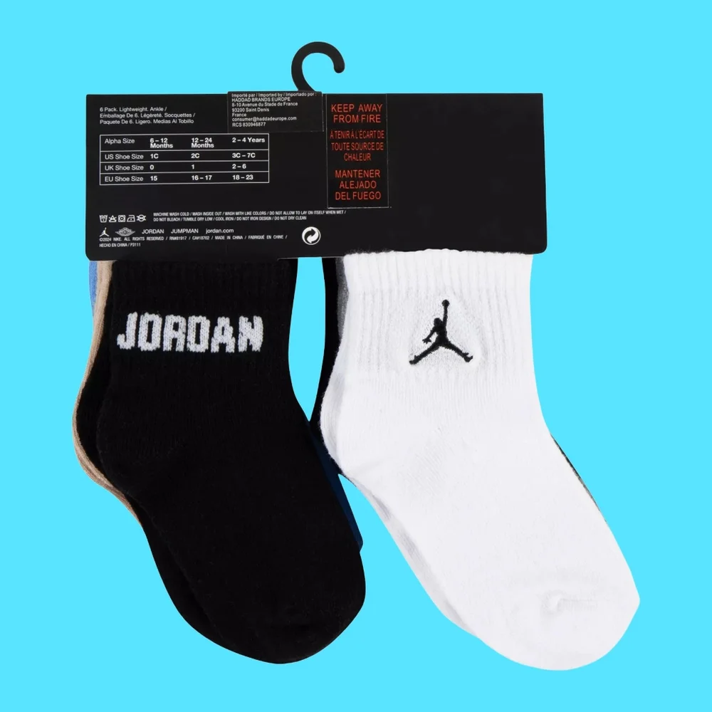 Jordan Toddler Kids Ankle Socks 6 Pairs 2-4 Years NWT